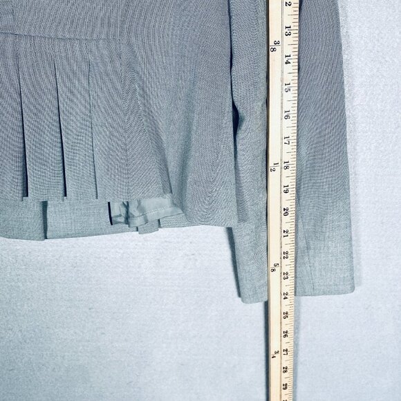 Calvin Klein Skirt Suit Womens 8 Gray Wool Blend 2 Piece Blazer Ruffle Pencil - Picture 11 of 16
